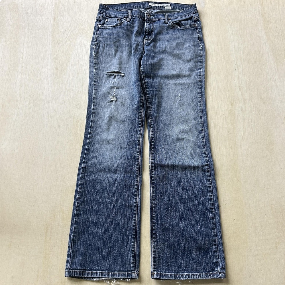 Vtg DKNY Jeans Bootcut Jeans Womens 32x32 Medium Wash Low Rise Distressed Denim